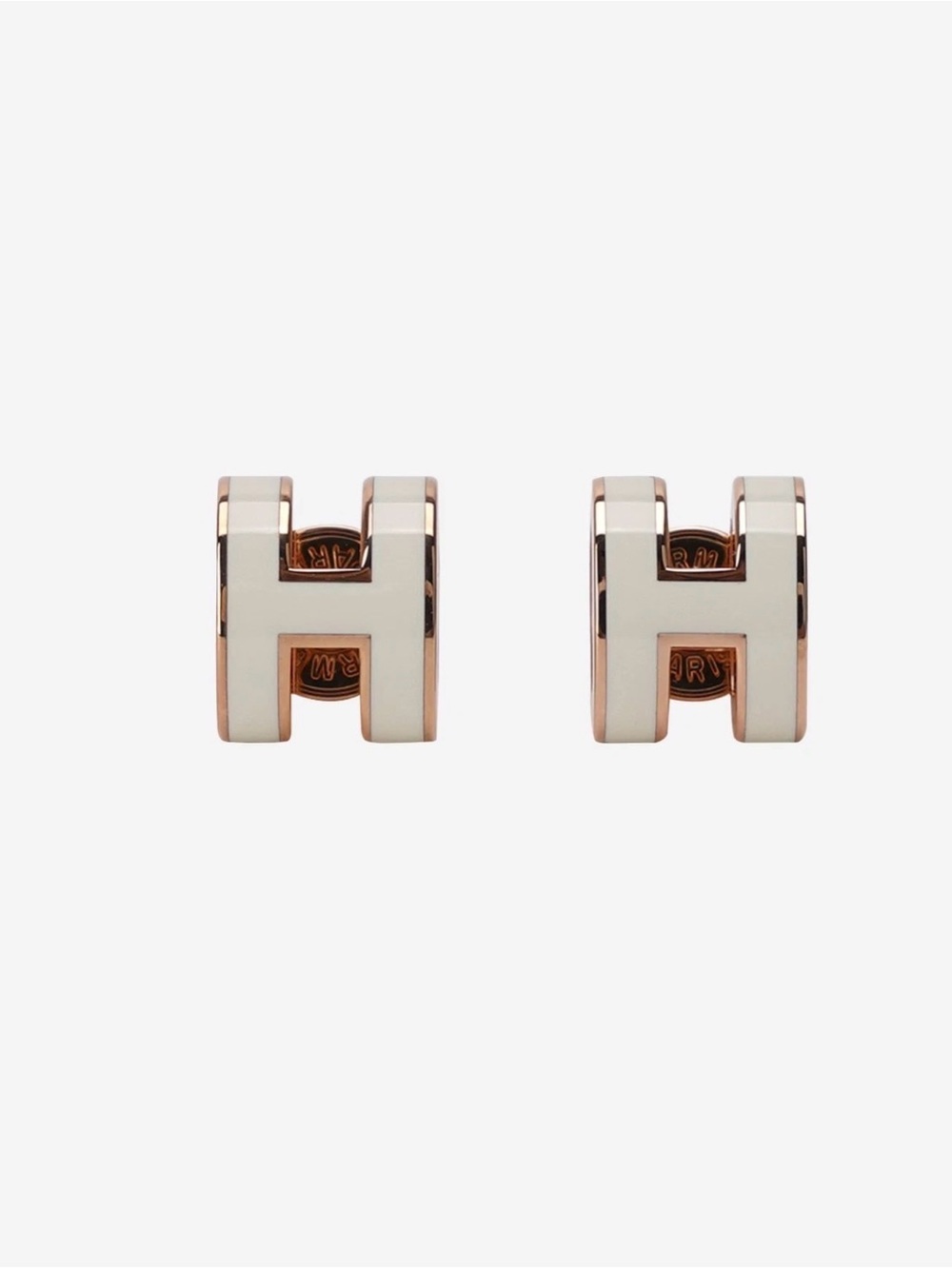 Hermes Mini Pop H Earrings White
